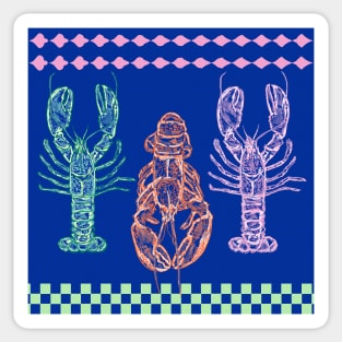 Gingham Blue Lobster Sticker